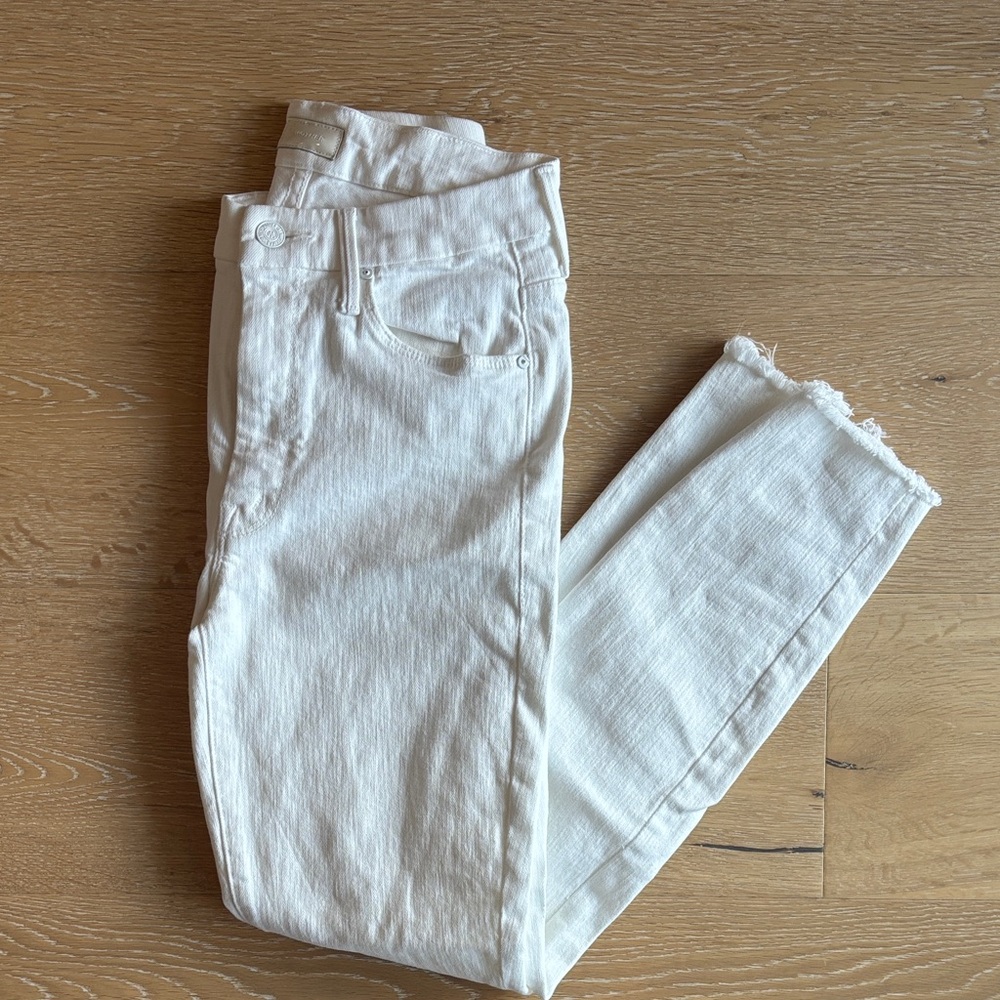 MOTHER White Ankle Crop Jeans